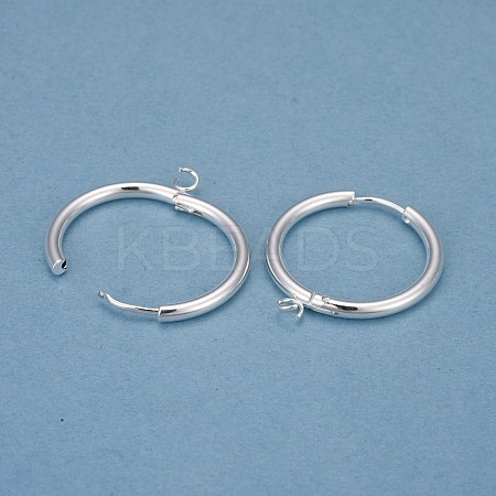 201 Stainless Steel Huggie Hoop Earring Findings STAS-P283-01L-S-1