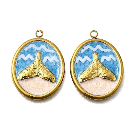 304 Stainless Steel Enamel Pendants STAS-Z163-21G-04-1