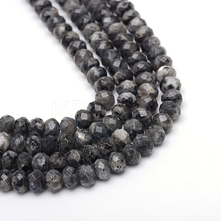 Faceted Rondelle Dyed Natural Sesame Jasper/Kiwi Jasper Bead Strands X-G-R343-6x8-20-1