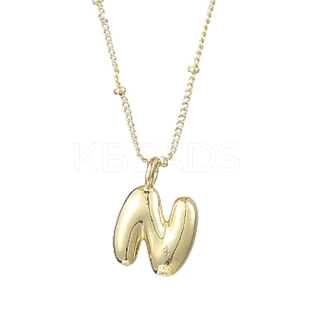 1Pc Initial Letter Brass Pendant Necklaces NJEW-YW0001-24N-1