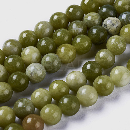 Natural Chinese Jade/Southern Jade Beads Strands G-G735-38-8mm-1
