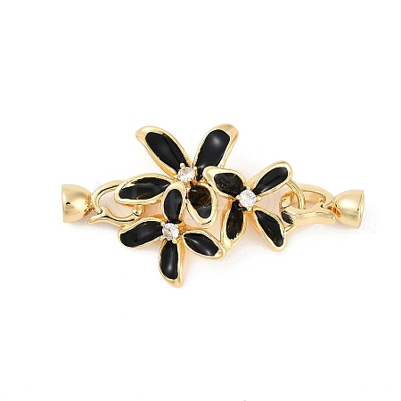 Brass Micro Pave Clear Cubic Zirconia Fold Over Clasps KK-U043-09G-01-1
