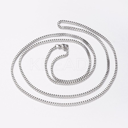 Non-Tarnish 201 Stainless Steel Box Chain Necklaces NJEW-I205-20P-2MM-1