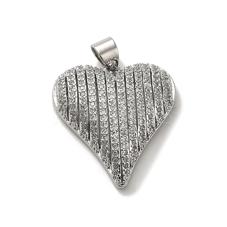 Rack Plating Brass Micro Pave Clear Cubic Zirconia Pendants KK-R158-12P-1