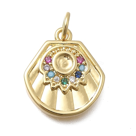 Brass Micro Pave Cubic Zirconia Pendants KK-D431-021A-02G-1