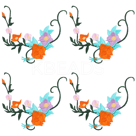 Flower & Leaf Polyester Embroidery Sew on Appliques PATC-WH0010-32B-1