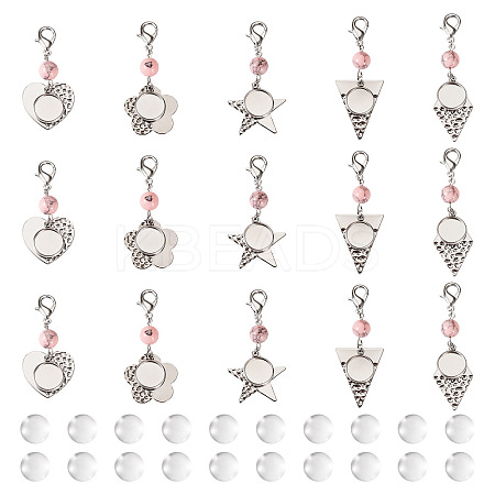 20Pcs 5 Styles 304 Stainless Steel Pendant Decoration HJEW-TA0001-28-1
