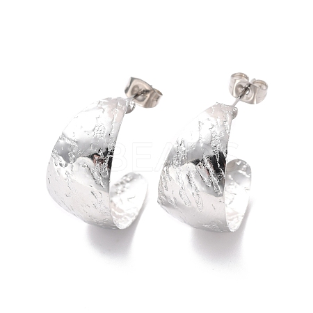 Non-Tarnish 304 Stainless Steel Chunky C-shape Stud Earrings EJEW-P198-05P-1