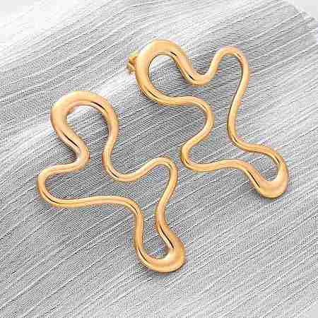 304 Stainless Steel Nuggets Stud Earrings for Women EJEW-A131-03G-1