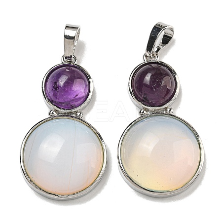 Opalite & Natural Amethyst Pendants G-G147-06P-06-1