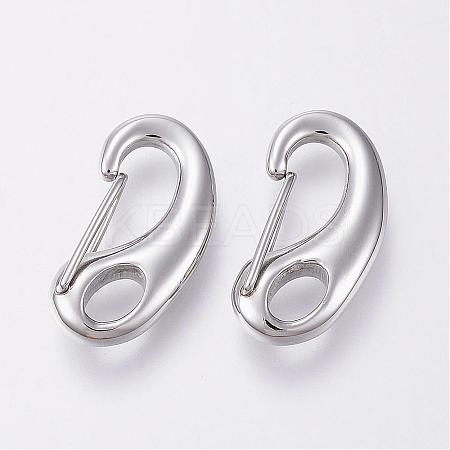 Tarnish Resistant 304 Stainless Steel Push Gate Snap Keychain Clasp Findings STAS-G039-03P-1