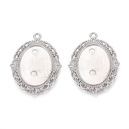 Non-Tarnish 304 Stainless Steel Pendant Cabochon Settings X-STAS-N114-02P-1