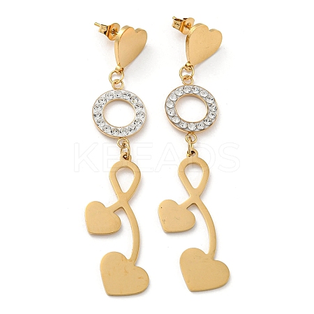 Ion Plating(IP) Golden 304 Stainless Steel Geometry Dangle Stud Earrings EJEW-D083-10D-G-1
