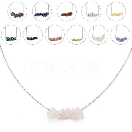 12Pcs 12 Styles Natural Mixed Stone Chip Pendant Necklace Sets NJEW-JN05097-1