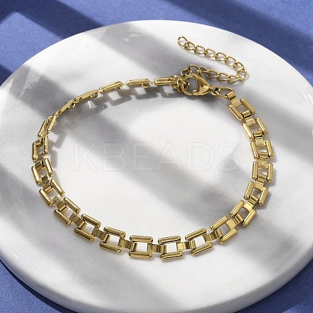 304 Stainless Steel Square Link Chain Bracelets for Women BJEW-F488-21G-02-1