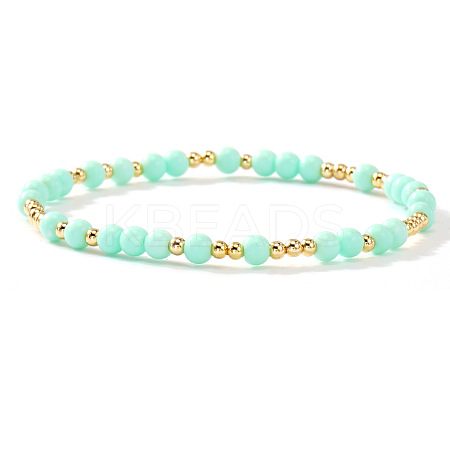 Acrylic & Brass Round Beaded Stretch Bracelets for Women QH9585-7-1