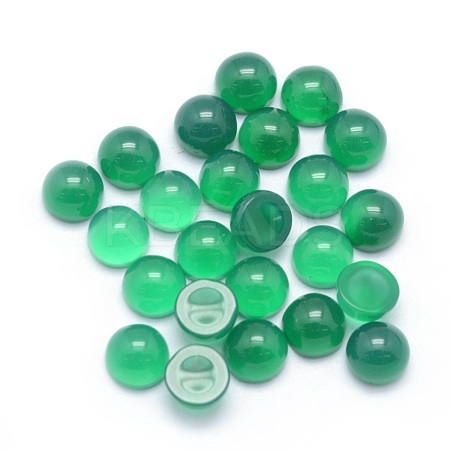 Natural Dyed & Heated Green Onyx Agate Cabochons G-P393-R05-4mm-1