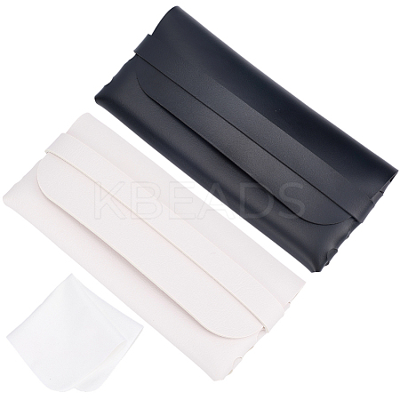 2Pcs 2 Colors Portable PU Leather Eyeglass Cases AJEW-CN0005-20-1