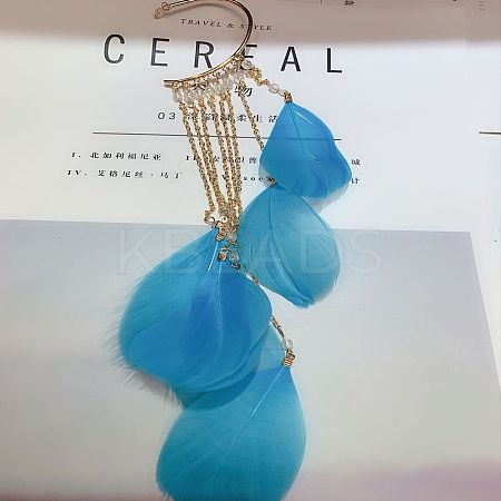 Bohemian Style Alloy Chain with Feather Tassel Cuff Earrings FS-WGB03F7-08-1