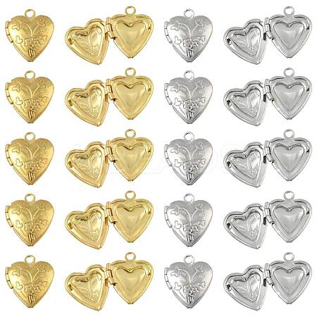 20Pcs 2 Colors Brass Locket Pendants KK-FS0001-88-1