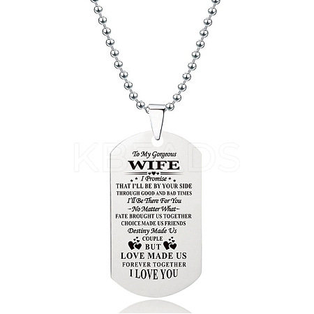 201 Stainless Steel To My Wife Dog Tag Pendant Ball Chain Necklaces FS-WG527E6-34-1