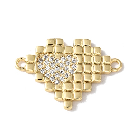 Brass Micro Pave Cubic Zirconia Heart Connector Charms KK-A252-28G-01-1