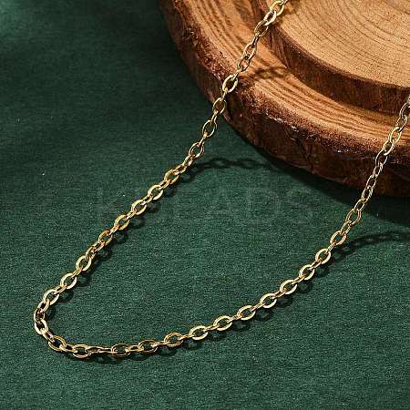 Ion Plating(IP) 304 Stainless Steel Cable Chain Necklace STAS-T040-PJ205-60-1