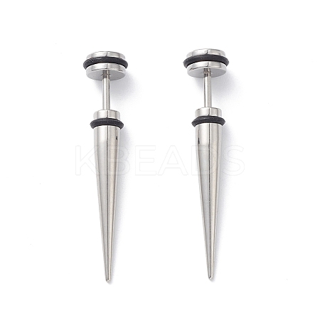 304 Stainless Steel Ear Taper Stretcher with Rubber LS-EJEW-F312-10P-1