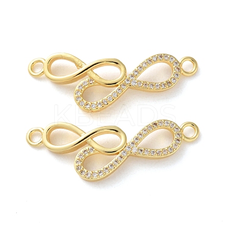 Rack Plating Brass Micro Pave Cubic Zirconia Infinity Connector Charms KK-C084-23C-G-1