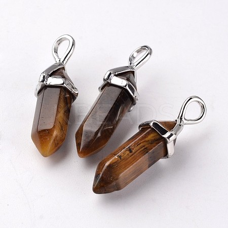 Bullet Natural Tiger Eye Pointed Pendants G-E332-A05-1