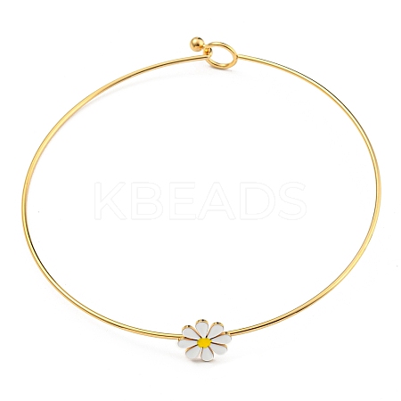 304 Stainless Steel White Enamel Small Daisy Flower Choker Necklaces for Women NJEW-Z040-01G-01-1