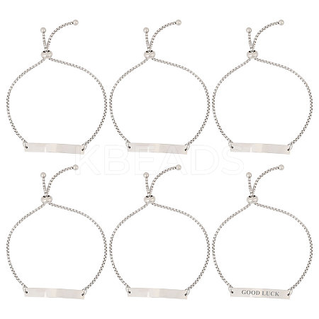 6Pcs Adjustable Stainless Steel Box Chain Slider Bracelets BJEW-CA0001-10-1