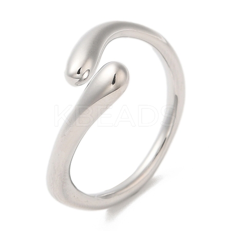 Brass Snake Open Cuff Rings for Women RJEW-G288-06P-1