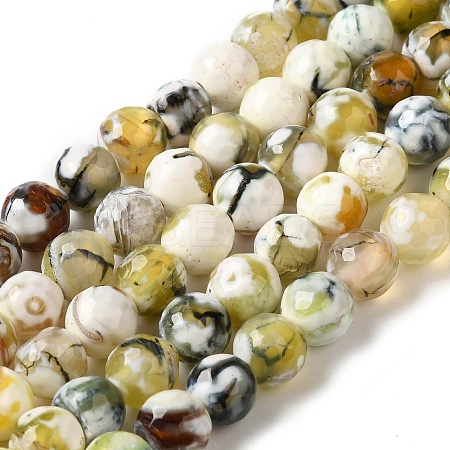Dyed & Heated Natural Fire Crackle Agate Beads Strands G-P539-B01-23-1
