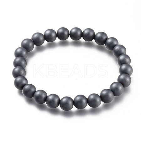 Non-magnetic Synthetic Hematite Beads Stretch Bracelets BJEW-A115-02-1