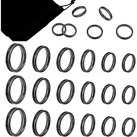 18pcs 6 Style 304 Stainless Steel Grooved Finger Ring Settings STAS-UN0040-58-1