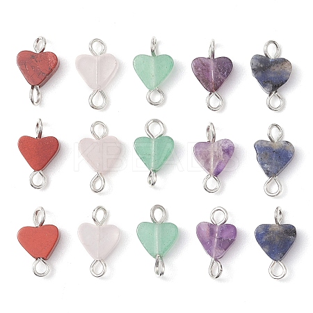 Natural Green Aventurine/Amethyst/Rose Quartz/Sodalite/Red Jasper Connector Charms PALLOY-JF03182-02-1