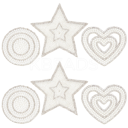 6Pcs 3 Styles Rhinestone Cloth Iron on/Sew on Patches DIY-GF0010-04-1