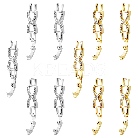 10Pcs 2 Colors Bowknot Rack Plating Brass Clear Cubic Zirconia Watch Band Clasps ZIRC-DC0001-09-1
