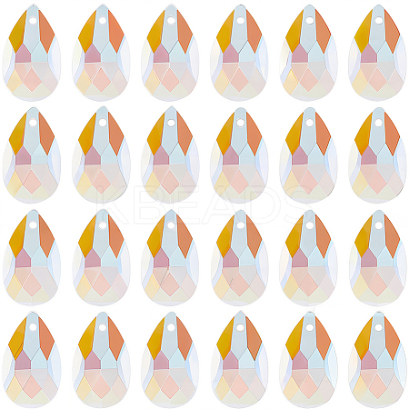 40Pcs Faceted Teardrop Glass Pendants GLAA-SP0001-11E-1