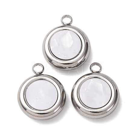 304 Stainless Steel Resin Pendants STAS-P406-15C-P-1