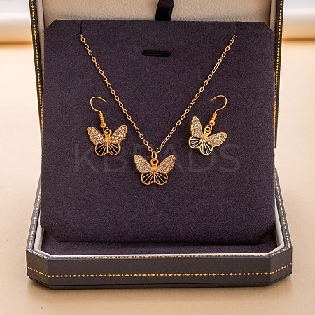 Alloy Rhinestone & Enamel Pendant Necklaces & Dangle Earrings Sets for Women FS-WGD52C4-03-1