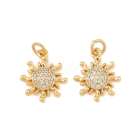 Brass Micro Pave Cubic Zirconia Charms KK-F927-09F-G-1