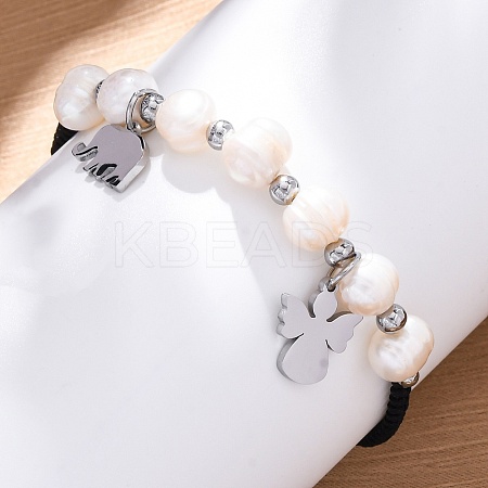 Adjustable Nylon Cord Braided Beaded Bracelets BJEW-A036-01P-1