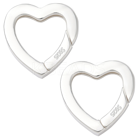 2Pcs 925 Sterling Silver Spring Gate Rings STER-SC0001-56-1