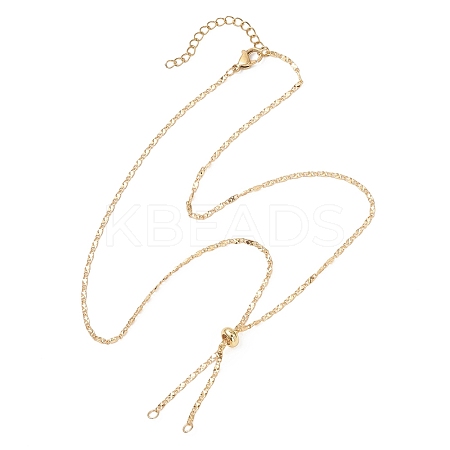 1.5MM Brass Textured Oval Link Chain Slider Necklace Making AJEW-JB01545-02-1