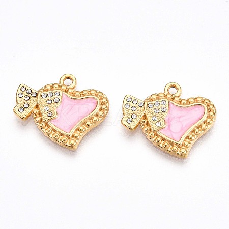 304 Stainless Steel Enamel Rhinestone Pendants STAS-T064-51-1