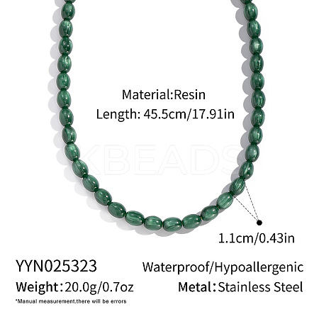 Autumn Winter Resin Oval Beaded Necklaces PI5034-1-1