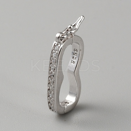 925 Sterling Silver Micro Pave Clear Cubic Zirconia Twister Clasps STER-WH0002-07P-1