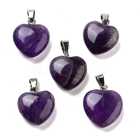 Natural Amethyst Charms HEAR-PW0001-057-37-1